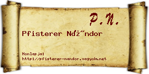 Pfisterer Nándor névjegykártya